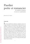 Pasolini, poete et romancier : de la pulsion de regression a la crise de la representation
