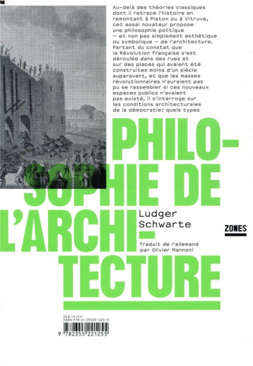 PHILOSOPHIE DE L'ARCHITECTURE - SCHWARTE LUDGER - ZONES