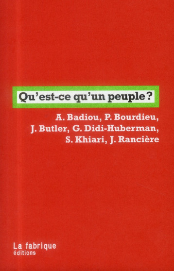 QU'EST-CE QU'UN PEUPLE ? - COLLECTIF - la Fabrique