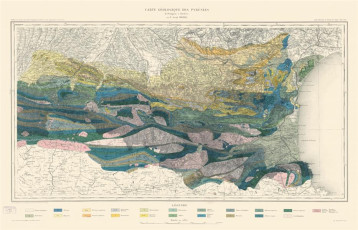 CARTE GEOLOGIQUE DES PYRENEES - ROUSSEL JOSEPH - RELIEFS