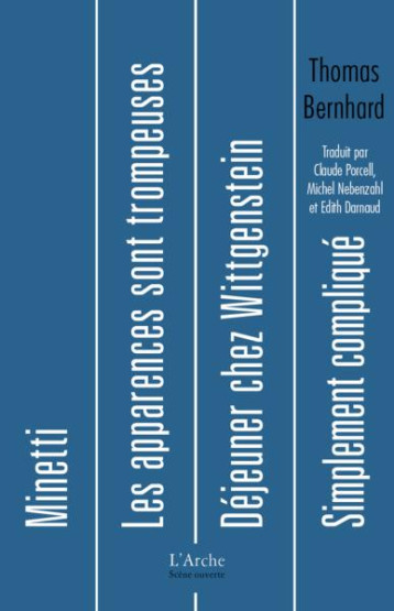 DEJEUNER CHEZ WITTGENSTEIN  -  MINETTI  -  LES APPARENCES SONT TROMPEUSES  -  SIMPLEMENT COMPLIQUE - BERNHARD THOMAS - L ARCHE