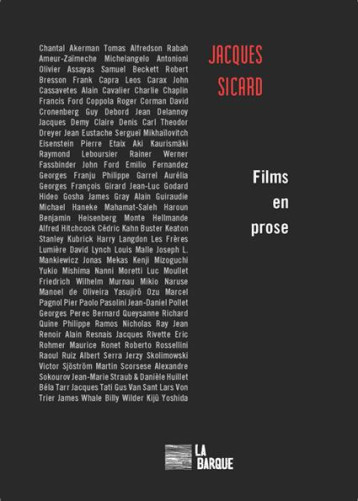 FILMS EN PROSE - SICARD JACQUES - BARQUE