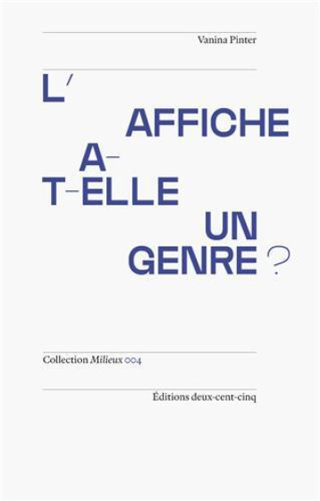 L Affiche a-t-elle un Genre? /franCais - PINTER VANINA  - 205