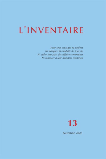 L'INVENTAIRE N.13 - COLLECTIF - LENTEUR