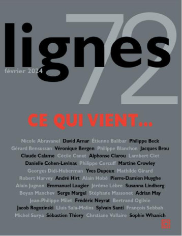 REVUE LIGNES N 72 - CE QUI VIENT - SURYA MICHEL - NOUVELLES LIGNE