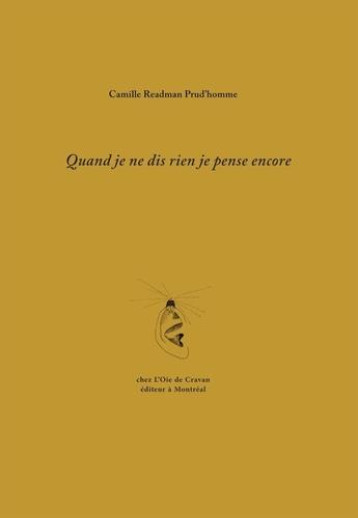 QUAND JE NE DIS RIEN JE PENSE ENCORE - READMAN PRUDHOMME C - OIE DE CRAVAN