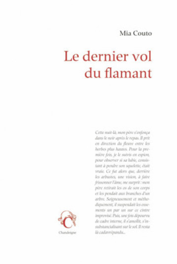 Le dernier vol du flamant - Couto Mia, MONTEIRO Rodrigues - CHANDEIGNE