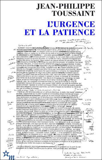 L'urgence et la patience - Jean-Philippe Toussaint - MINUIT