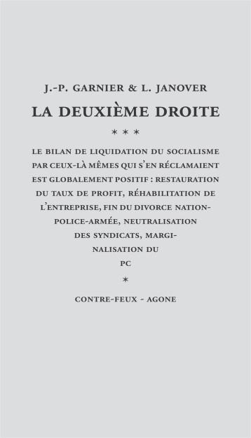 La Deuxième Droite -  GARNIER - AGONE