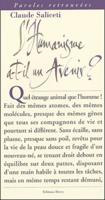 L'humanisme a-t-il un avenir ? - Claude SALICETI - DERVY