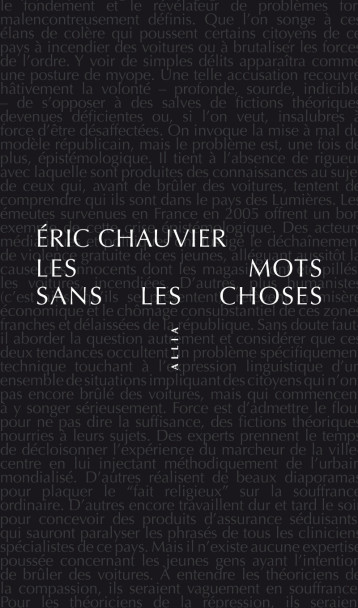 LES MOTS SANS LES CHOSES - Eric CHAUVIER - ALLIA