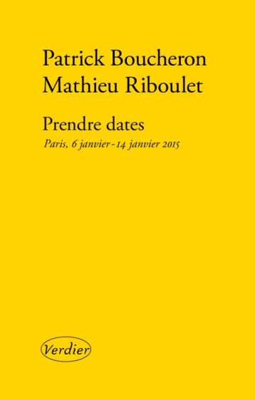 Prendre dates -  BOUCHERON PIERRE - VERDIER