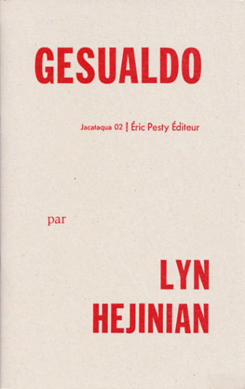 Gesualdo - Lyn Hejinian - ERIC PESTY