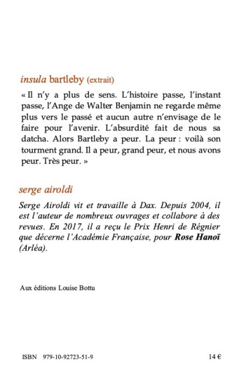 Insula Bartleby - SERGE AIROLDI - LOUISE BOTTU