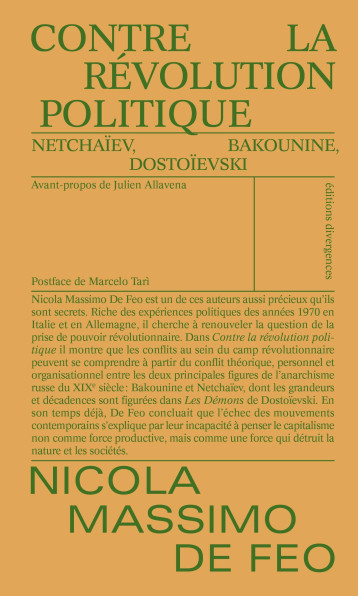 Contre la révolution politique - de Feo  Nicola Massimo - DIVERGENCES